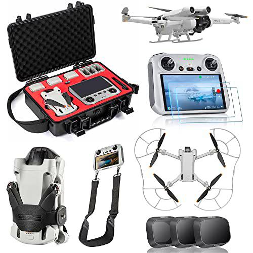 STARTRC Mini 3 Pro Kit Accesorios,7 En 1 Funda Impermeable,Vidrio,Filtros,Soporte De Hélice,Protector De Hélice,Correa Para El Cuello Con Cordón,aterrizaje(No Incluye El Dron Y El Controlador)