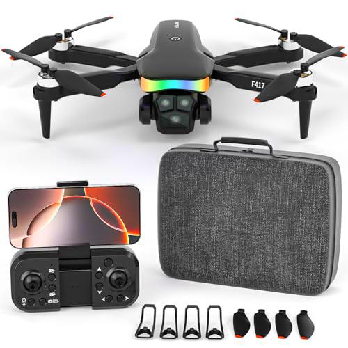 Mini Dron con Cámara Lente Ajustable Eléctrico 90º LED RGB para Adultos y Principiantes,Quadcopter Dron FPV Control Gestos/Gravedad Modo Sin Cabeza Mantenimiento de Altura Vuelo Waypoint,3D Flip